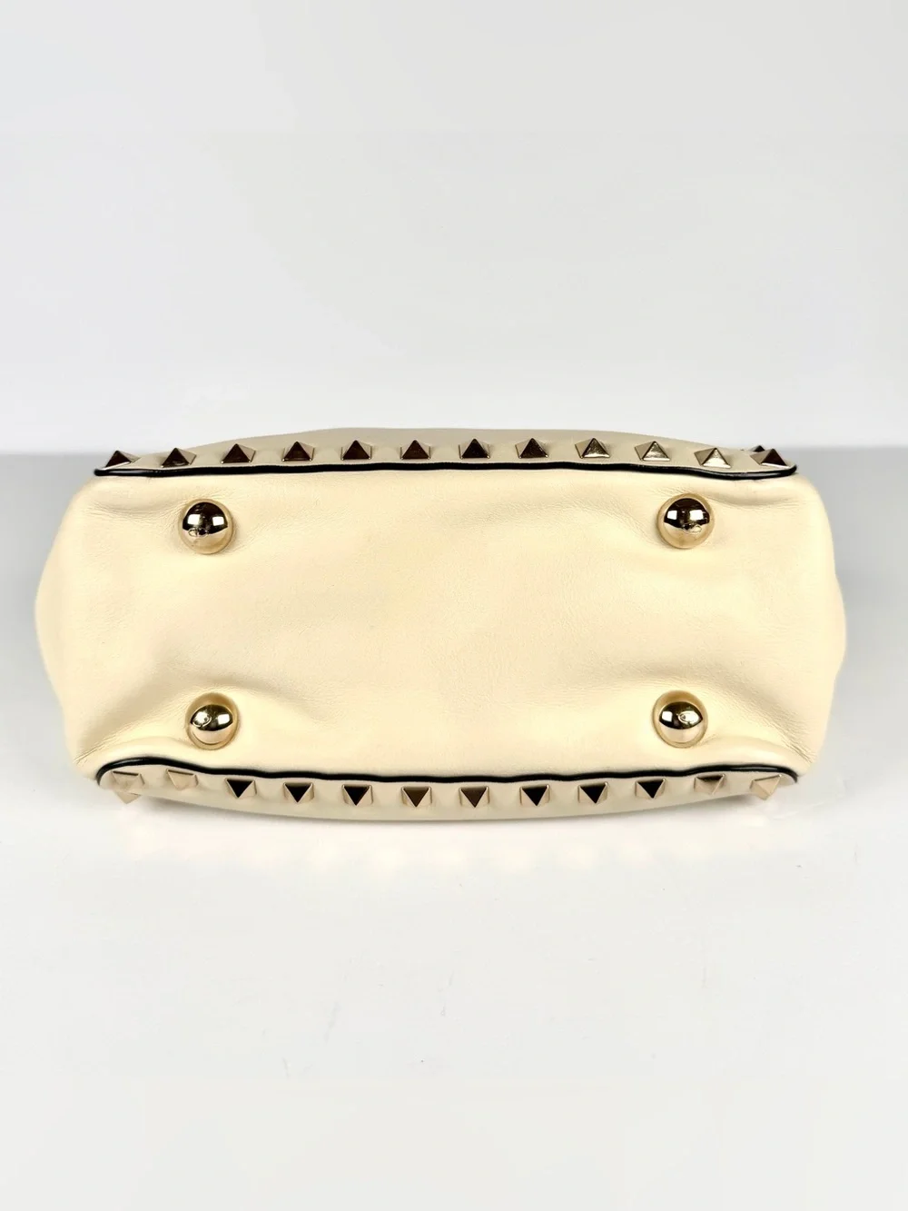 Valentino Garavani Compact Ivory Rockstud Tote Leather 2-Way Crossbody Full Set